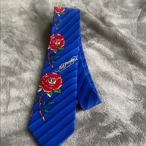 Ed Hardy By Christian Audigier Vibrant Blue Rose Men's Tie